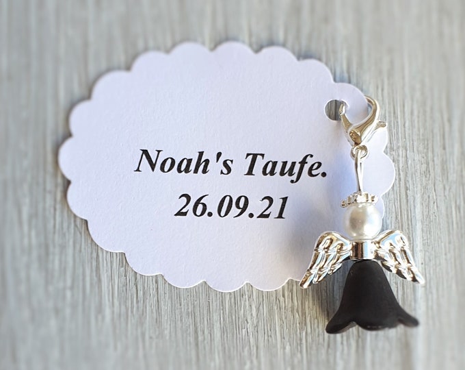 20 Guardian Angel Pendants + 20 Cards Baptism Communion Wedding Lucky Charm Silver Plated Guest Gift Wings Note Personalizable