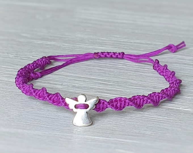 Guardian angel bracelet handmade macrame angel large selection of colors. Pendant angel baptism communion confirmation lucky charm guest gift