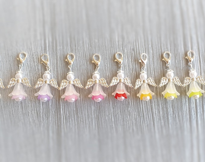 10 Guardian Angel Pendant Angel Baptism Communion Multi-colored Wedding Lucky Charm Silver Plated Gift Colorful Confirmation Angel