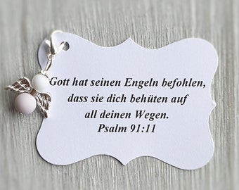 20 Schutzengel Anhänger + 20 Kärtchen Taufe Kommunion Hochzeit Glückbringer Charm versilbert Gastgeschenk Engelchen Vermerk personalisierbar