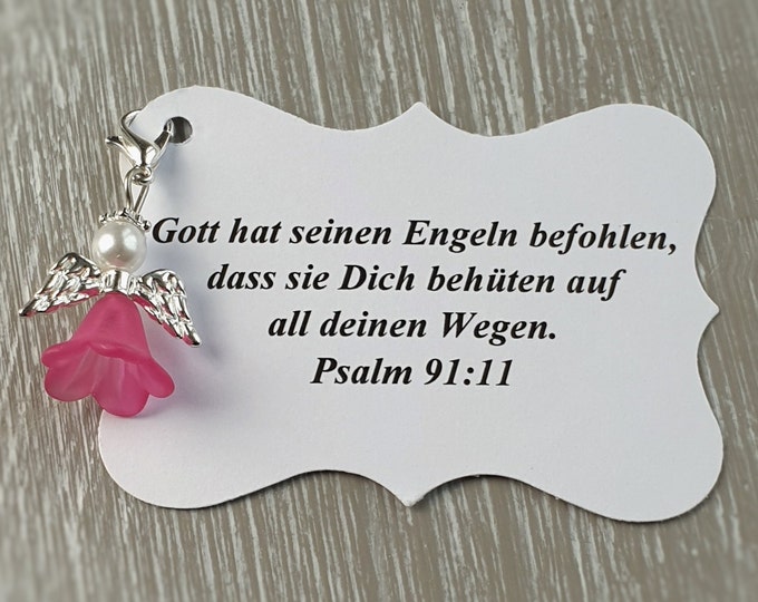 20 Guardian Angel Pendant Angel Pink Baptism Communion Wedding Lucky Charm Silver Plated Guest Gift Wings Note Personalizable