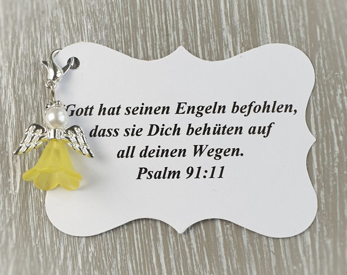 20 Guardian Angel Pendant Angel Yellow Baptism Communion Wedding Lucky Charm Silver Plated Guest Gift Wings Note Personalizable