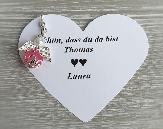 10 guardian angel pendants + 10 cards baptism communion wedding lucky charm heart silver-plated guest gift charm personalizable