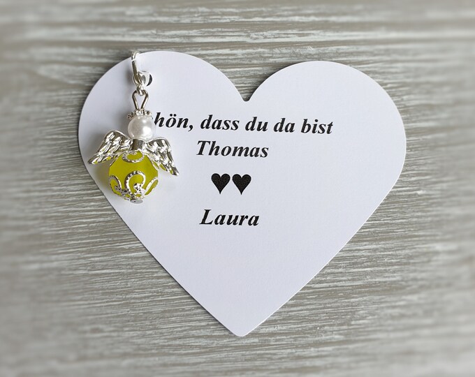 10 guardian angel pendants + 10 cards baptism communion wedding lucky charm heart silver-plated guest gift charm personalizable