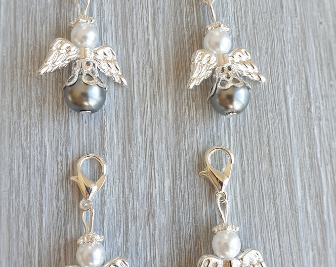 20 Guardian Angel Pendant Angel Baptism Communion Wedding Lucky Charm Silver Plated Guest Gift Confirmation Silver Plated Pearls