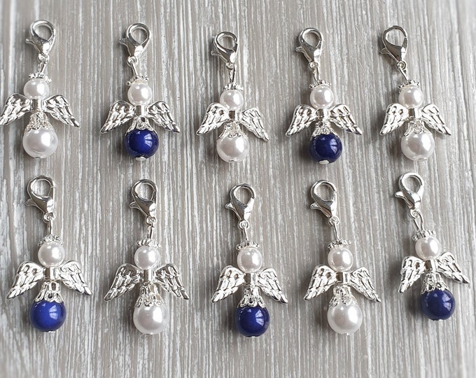 10 Guardian Angel Pendant Angel Baptism Communion Wedding Lucky Charm Silver Plated Mother of Pearl Guest Gift Pearls Miracle Beads