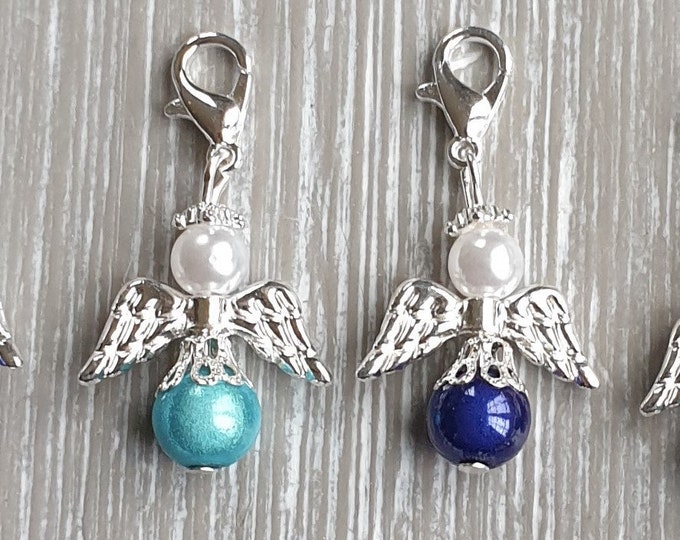10 Guardian Angel Pendant Angel Baptism Communion Wedding Lucky Charm Silver Plated Mother of Pearl Guest Gift Pearls Miracle Beads