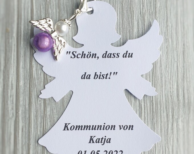 5 Guardian Angel Pendant + 5 Cards Pendant Baptism Communion Wedding Lucky Charm Silver Plated Gift Wings Angel Confirmation Angel