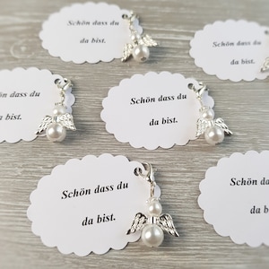 20 Beschermengel Hanger Engel Doop Communie Bruiloft Geluksbrenger Verzilverd Gast Geschenk Vleugels Notitie Personaliseerbaar Parel