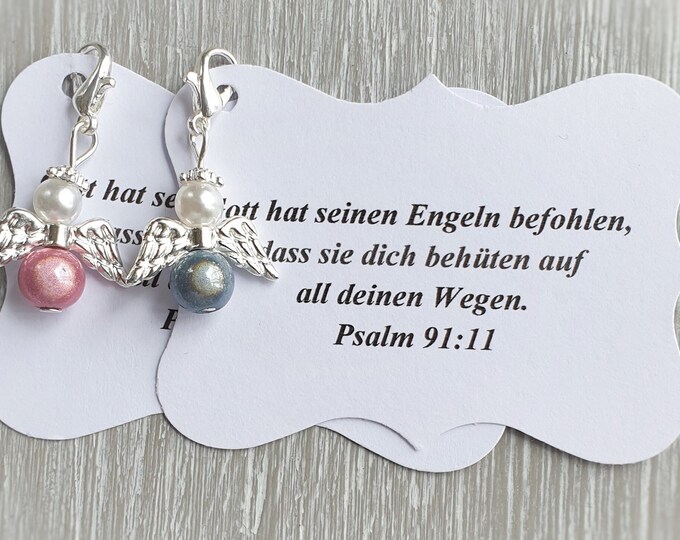 20 Guardian Angel Pendants + 20 Cards Baptism Communion Wedding Lucky Charm Beads Miracle Beads Guest Gift Note Personalizable