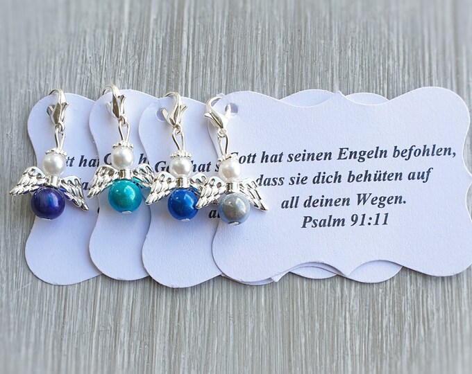 20 Guardian Angel Pendant Angel Baptism Communion Wedding Lucky Charm Miracle Pearls Guest Gift Confirmation Note Personalizable Blue