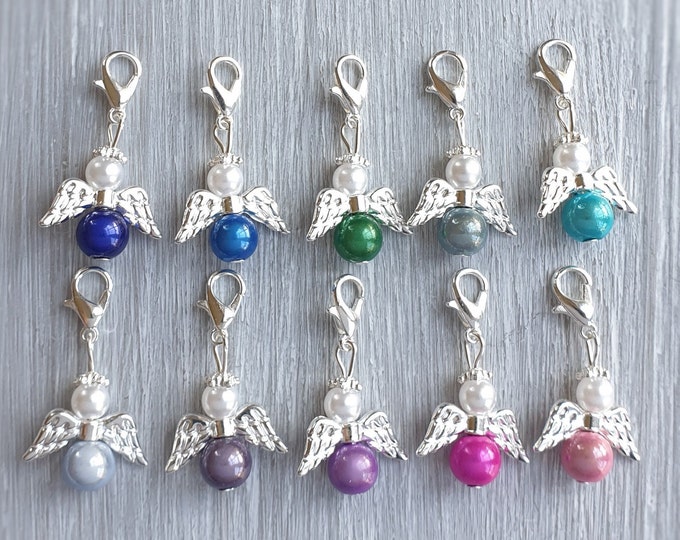 10 Guardian Angel Pendant Baptism Communion Multi-colored Wedding Lucky Charm Silver-plated Guest Gift Colorful Confirmation Angel Miracle Beads