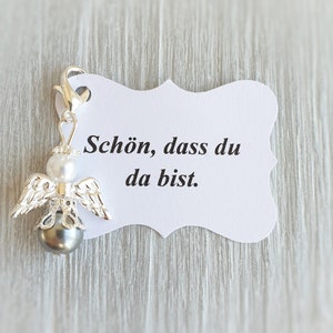 20 beschermengelhangers + 20 kaarten, doop, communie, bruiloft, geluksbrenger, verzilverd gastcadeau, engelnoot, aanpasbaar