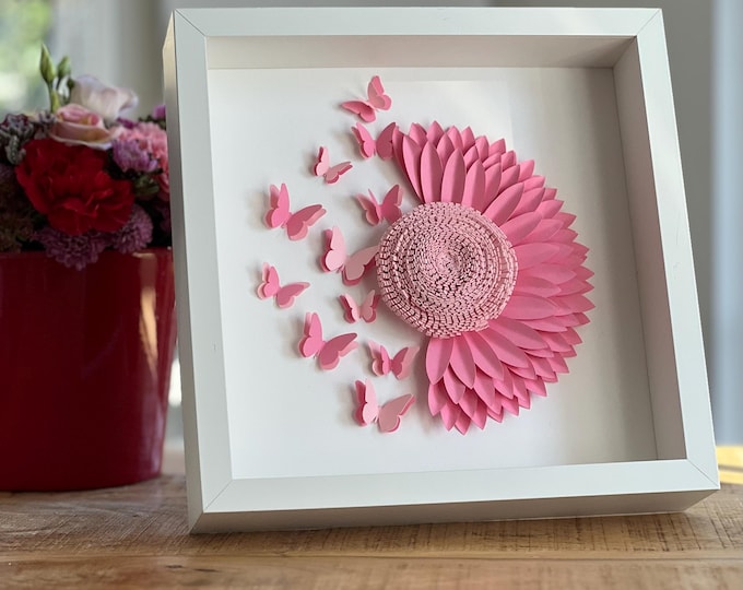 Frame Handmade Decorative Frame – Flower and Butterflies Decor Gift Frame 3D Love Gift