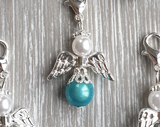 10 Guardian Angel Pendants Angel Baptism Communion Wedding Lucky Charm Silver Plated Mother of Pearl Gift Pearls Miracle Beads Turquoise