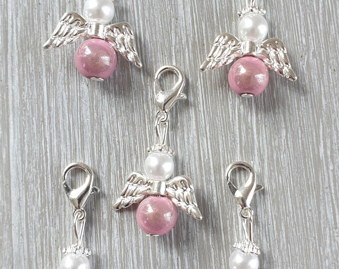 10 Guardian Angel Pendants Angel Baptism Communion Wedding Confirmation Angel Lucky Charm Silver Plated Guest Gift Pearls Miracle Beads