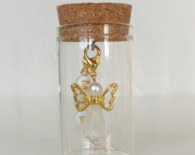 Guardian angel pendant with glass personalized angel wedding baptism communion lucky charm guest gift confirmation little angel