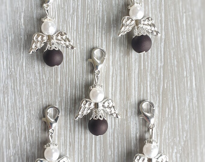 10 Guardian Angel Pendant Angel Baptism Communion Wedding Lucky Charm Silver Plated Mother of Pearl Guest Gift Pearls