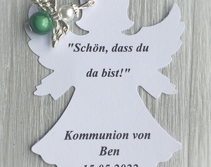 5 Guardian Angel Pendant + 5 Cards Pendant Baptism Communion Wedding Lucky Charm Silver Plated Gift Wings Angel Confirmation Angel