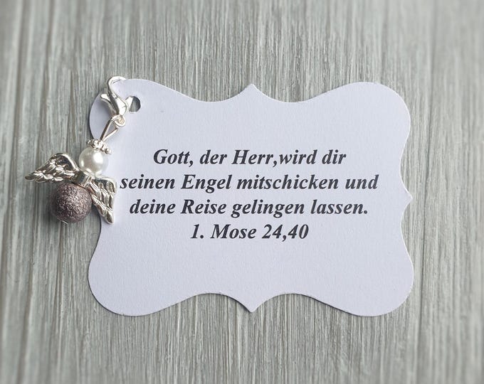 10 Guardian Angel Pendants + 10 Cards Baptism Communion Lucky Charm Shiny Gift Angel Note Personalizable Chestnut
