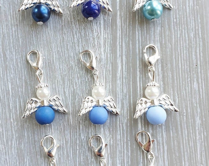 10 Guardian Angel Pendants Angel Baptism Communion Angels Multi-colored Wedding Lucky Charm Silver-plated Guest Gift Colorful 9 Colors Pearls Blue