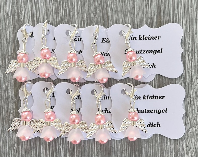 10 Guardian Angel Pendants + 10 Cards Baptism Communion Wedding Lucky Charm Silver Plated Gift Angel Note Personalizable