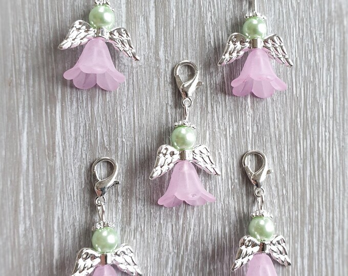 20 Guardian Angel Pendant Angel Baptism Communion Wedding Lucky Charm Silver Plated Mother of Pearl Guest Gift Light Pink