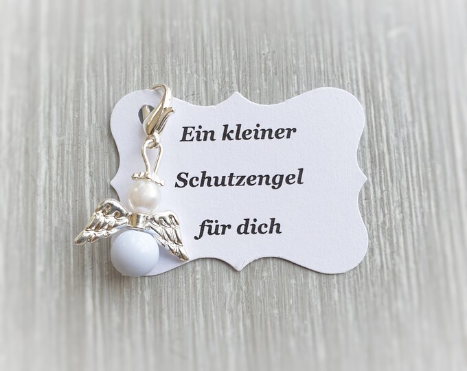 20 Guardian Angel Pendants + 20 Cards Baptism Communion Wedding Lucky Charm Silver Plated Guest Gift Angel Personalizable spc B