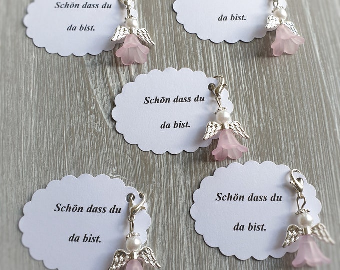 20 Guardian Angel Pendant Angel Card Baptism Communion Wedding Lucky Charm Silver Plated Guest Gift Wings Note Personalizable