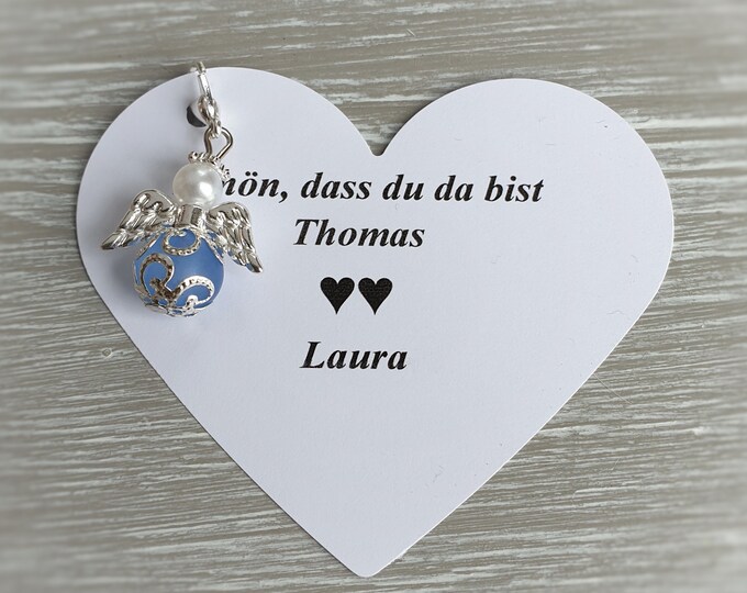 10 Guardian Angel Pendants Angel + 10 Cards Baptism Communion Wedding Lucky Charm Heart Silver Plated Gift Charm Personalizable Love