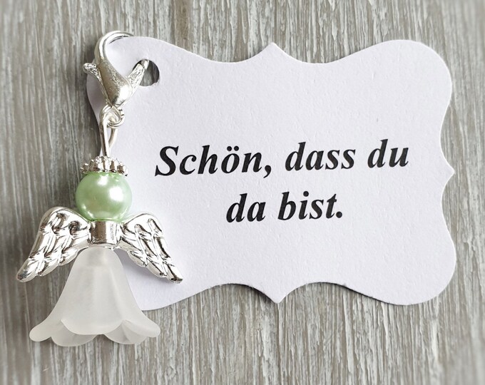 20 Guardian Angel Pendants Angel + 20 Cards Baptism Communion Wedding Lucky Charm Silver Plated Guest Gift Note Personalizable