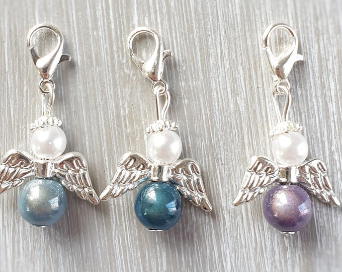 10 Guardian Angel Pendants Angel Baptism Communion Confirmation Wedding Lucky Charm Angel Charm Silver Plated Guest Gift Colorful Miracle Beads
