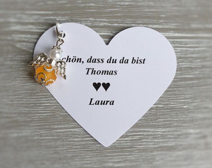 10 guardian angel pendants + 10 cards baptism communion wedding lucky charm heart silver-plated guest gift charm personalizable