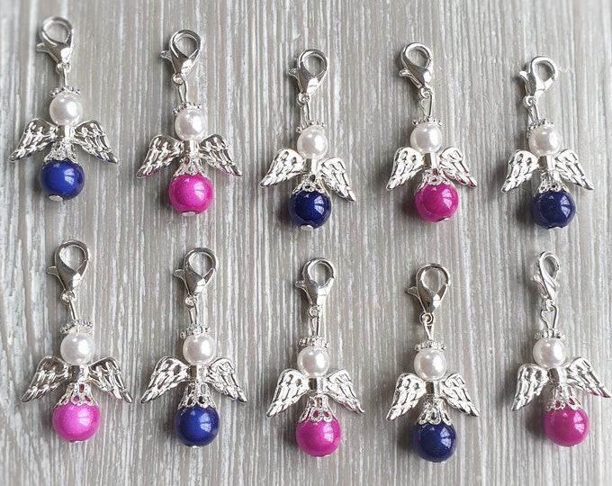 10 Guardian Angel Pendant Angel Baptism Communion Wedding Lucky Charm Silver Plated Mother of Pearl Guest Gift Pearls Miracle Beads