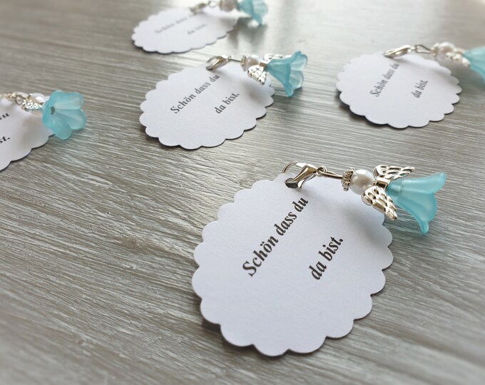 20 Guardian Angel Pendants + 20 Cards Baptism Communion Wedding Lucky Charm Silver Plated Guest Gift Wings Note Personalizable