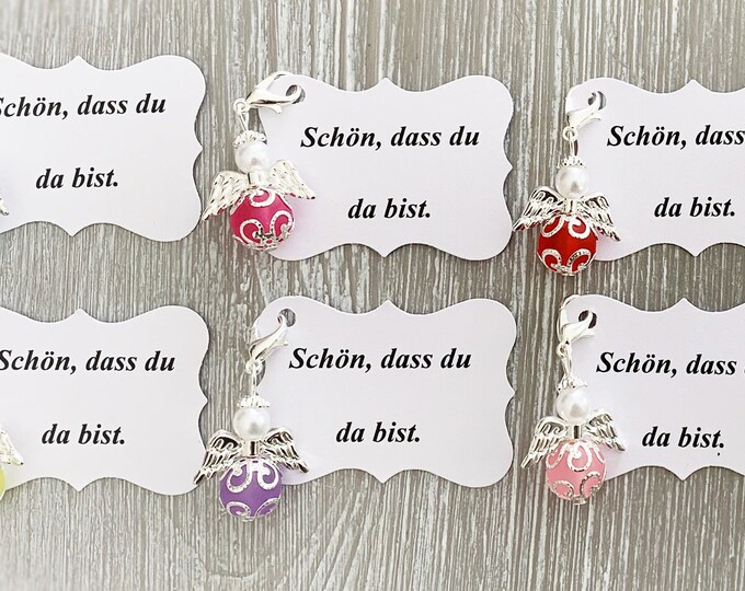 10 Guardian Angel Pendant Angel Baptism Communion Wedding Lucky Charm Silver Plated Guest Gift Wings Note Personalizable Polaris