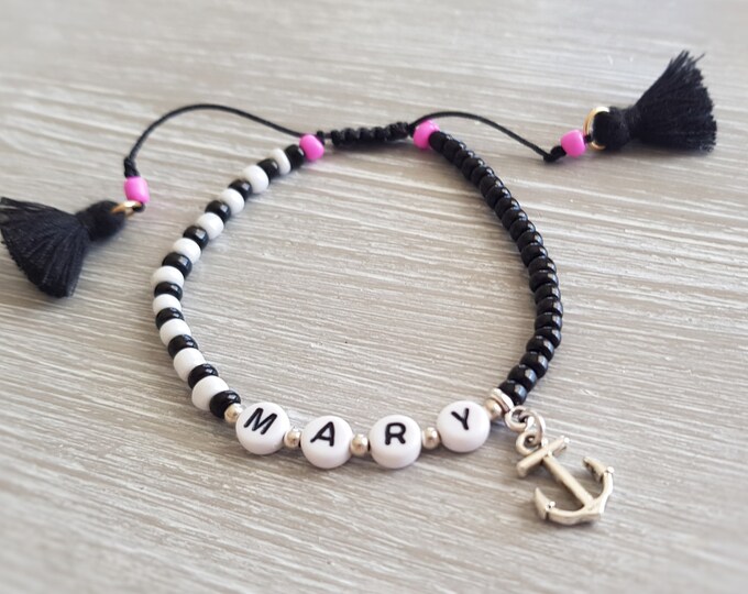 Name bracelets anchor personalizable maritime