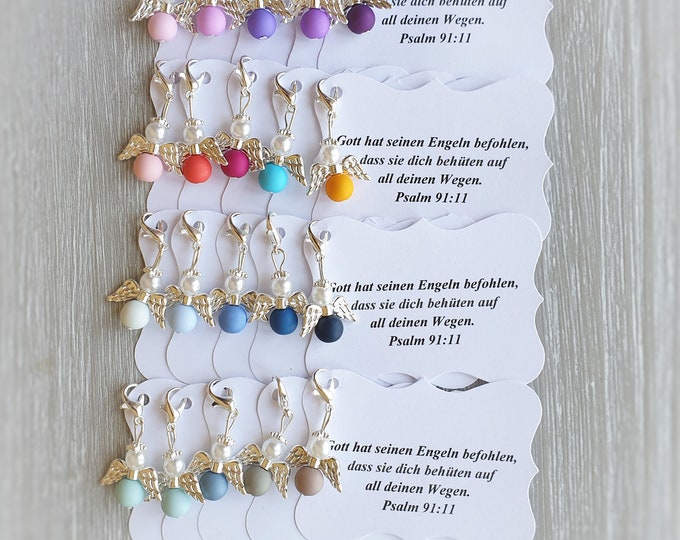 20 Guardian Angel Pendants + 20 Cards Baptism Communion Wedding Lucky Charm Silver Plated Gift Angel Note Personalizable