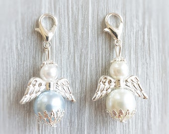 20 pendentifs ange gardien ange baptême communion mariage argent plaqué porte-bonheur ange naissance charme invité cadeau perles perles bleu clair