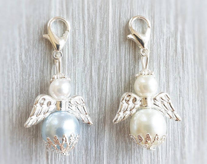 20 guardian angel pendants angel baptism communion wedding silver-plated lucky charm little angel birth charm guest gift pearls light blue