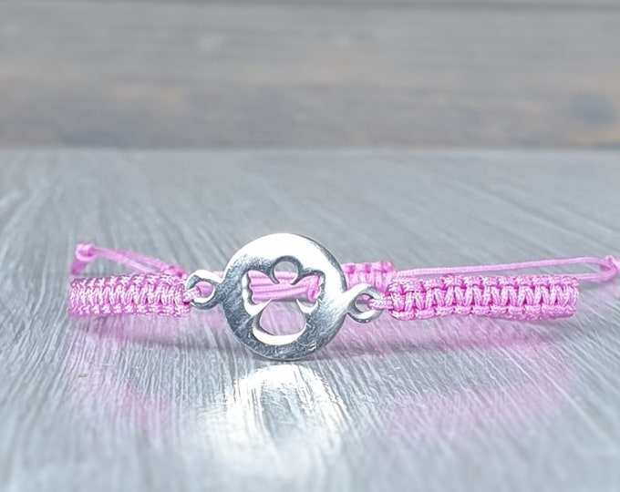 Guardian Angel Bracelet Stainless Steel Adjustable Size Angel Large Color Selection Pendant Angel Baptism Communion Confirmation Stainless Steel