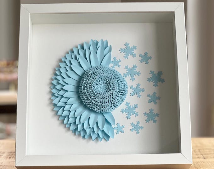 Frame Handmade decorative frame – Flower and snowflakes decor gift frame 3D winter