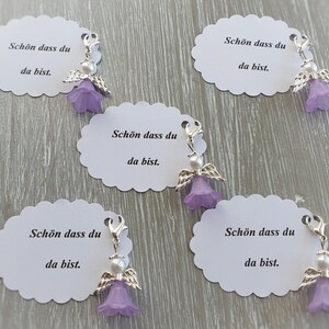 20 Beschermengel Hanger Engel Paars Doop Communie Bruiloft Geluksbrenger Kaart Gast Geschenk Vleugels Notitie Personaliseerbaar
