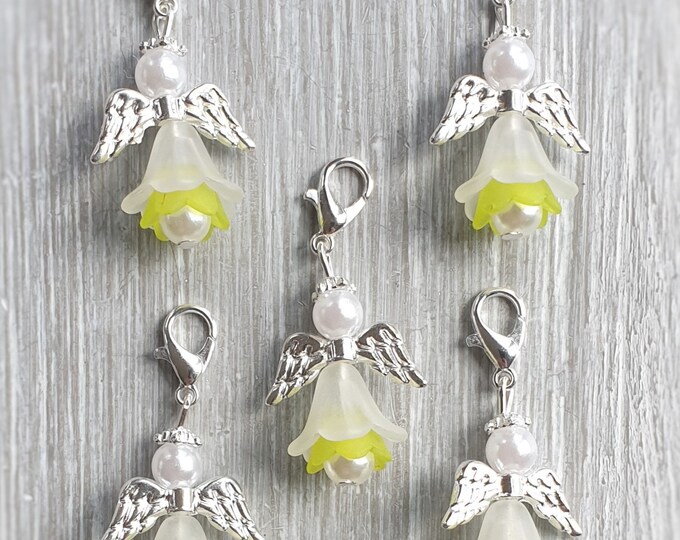 20 Guardian Angel Pendant Angel Baptism Communion Wedding Lucky Charm Silver Plated Gift Wings Confirmation Angel Mother of Pearl