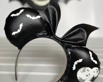 Mickey Bat and Mickey Moon Inspired Disney Halloween Ears / Mickey Bat Bow ears / Glow in the Dark Ears