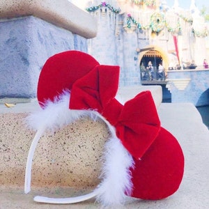 Red Velvet Christmas Minnie or Mickey Ears / White Christmas Ears