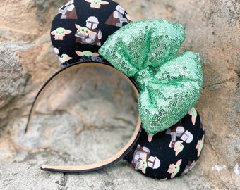 The Child Ears / Star Wars Inspired Ears / Baby Yoda Inspired Disney Ears / Mandalorian Inspired Mickey Ears / Grogu Inspired Ears