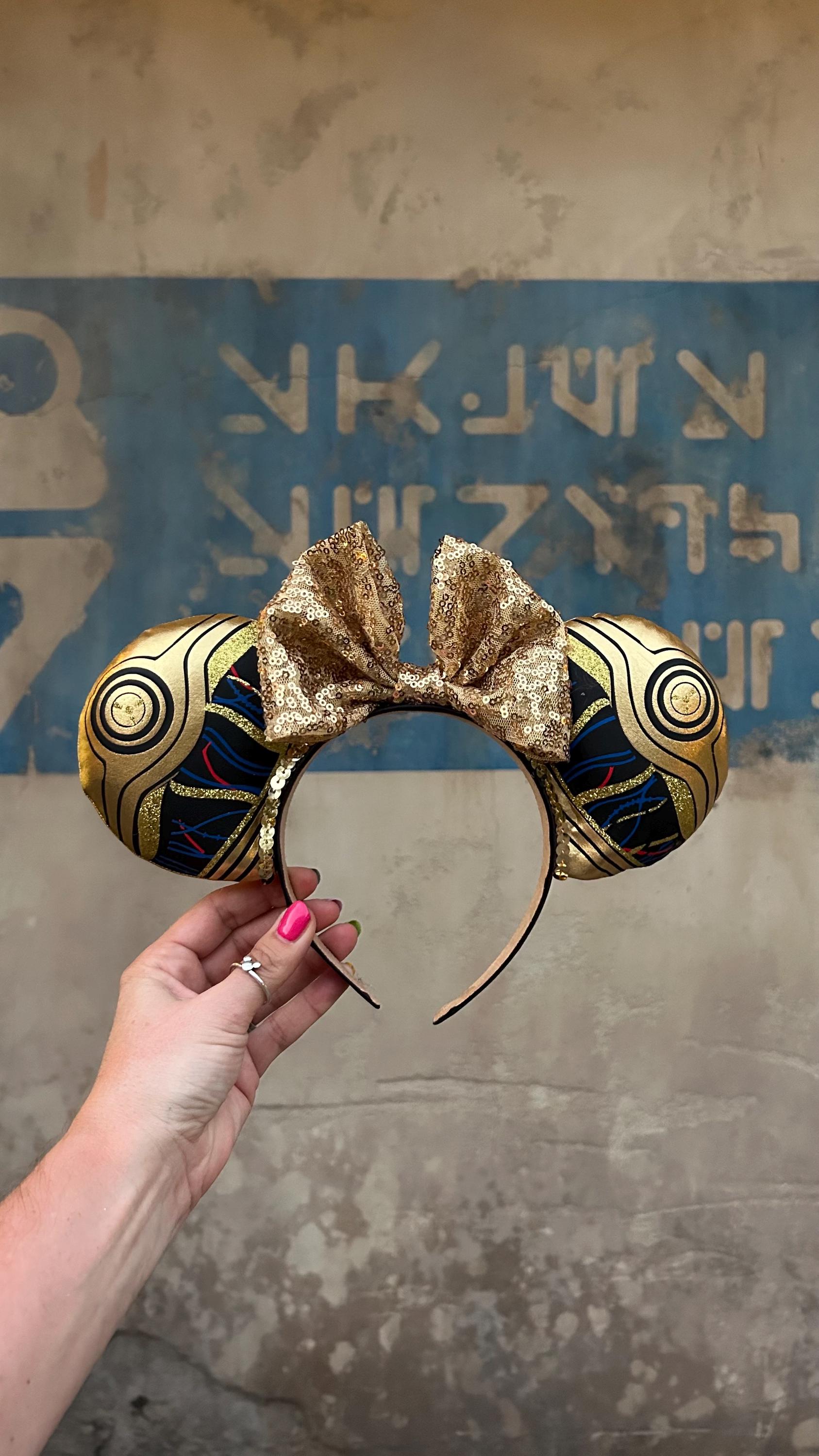 C3PO Ears, Star Wars Mickey Ears With Gold Sequin Bow - Etsy
