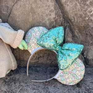 Grogu Ears: Star Wars Inspired Mickey Ears with Sequin Bow