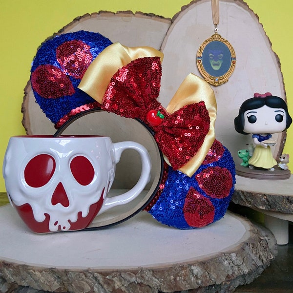 Snow White Inspired Sequin Minnie Ears, Disney Princess Headband